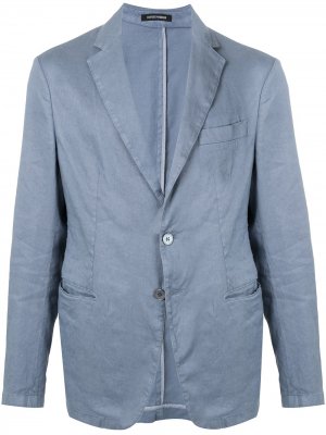 Однобортный пиджак Emporio Armani. Цвет: синий
