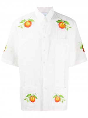 Рубашка с плиссировкой и вышивкой Casablanca. Цвет: белый