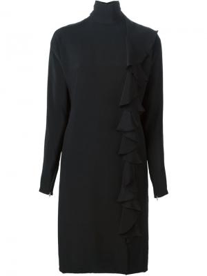 Креповое платье с отделкой рюшами Guy Laroche Pre-Owned. Цвет: черный