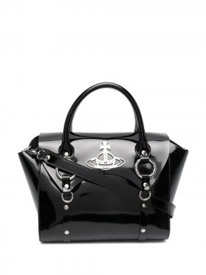 Глянцевая сумка-тоут с логотипом Vivienne Westwood. Цвет: черный