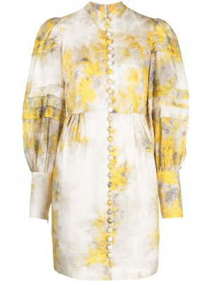 Платье с абстрактным принтом Zimmermann. Цвет: нейтральные цвета