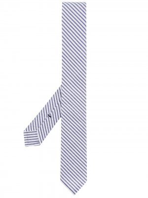 Полосатый галстук из сирсакера Thom Browne. Цвет: 415 синий