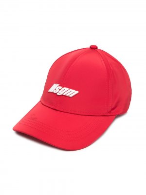 Шестипанельная кепка с логотипом MSGM Kids. Цвет: красный