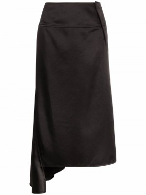 Атласная юбка с завышенной талией Jil Sander. Цвет: черный