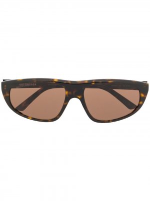 Солнцезащитные очки в овальной оправе черепаховой расцветки Balenciaga Eyewear. Цвет: коричневый