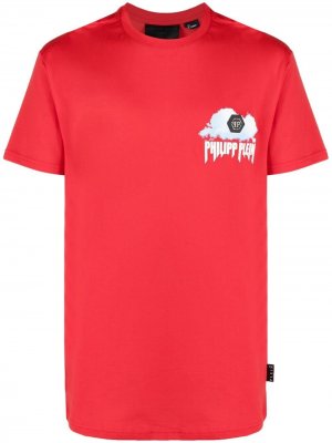 Футболка с логотипом Clouds Philipp Plein. Цвет: красный