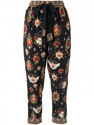 Укороченные брюки с цветочным принтом Camilla. Цвет: черный
