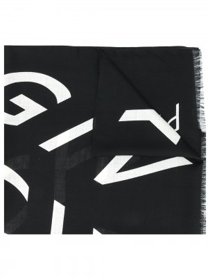 Шарф с бахромой и логотипом Givenchy. Цвет: черный