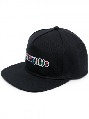Шестипанельная кепка с вышитым логотипом Moschino. Цвет: черный
