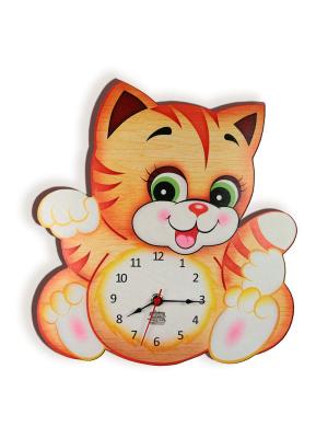 Часы настенные Котёнок Мурлик Ларец Чудес. Цвет: светло-коричневый, розовый