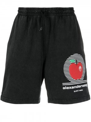 Спортивные шорты с принтом Alexander Wang. Цвет: черный