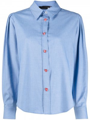 Рубашка на пуговицах с длинными рукавами Love Moschino. Цвет: синий
