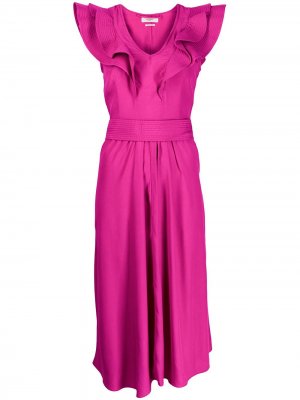 Платье с V-образным вырезом и оборками Isabel Marant Étoile. Цвет: розовый