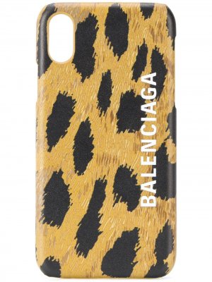Чехол Cash для iPhone XS с леопардовым принтом Balenciaga. Цвет: коричневый