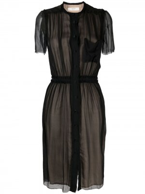 Плиссированное платье миди 2009-го года LANVIN Pre-Owned. Цвет: черный