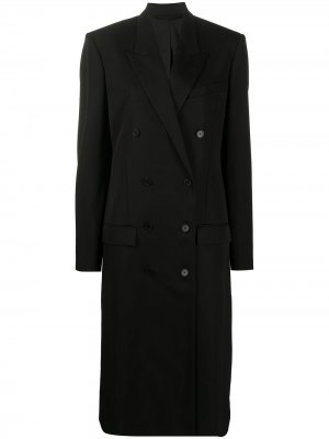 Приталенное двубортное пальто Balenciaga. Цвет: черный