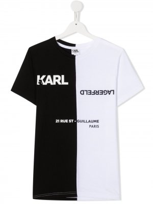 Двухцветная футболка Karl Lagerfeld Kids. Цвет: белый
