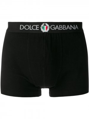 Боксеры с вышитым логотипом Dolce & Gabbana. Цвет: черный
