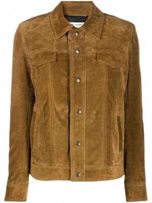 Куртка с бахромой Saint Laurent. Цвет: коричневый