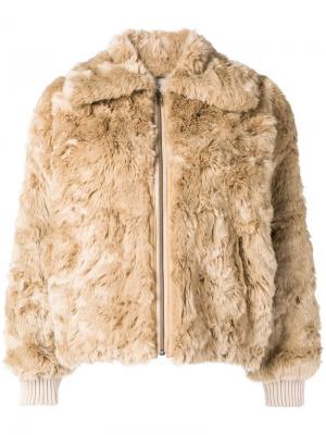 Faux fur zipped jacket 08Sircus. Цвет: нейтральные цвета