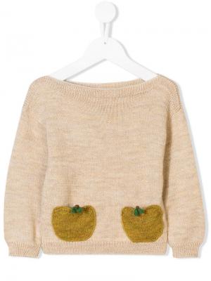 Вязаный свитер с изображением яблок Oeuf. Цвет: нейтральные цвета