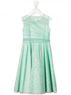 Многослойное кружевное платье миди Aletta. Цвет: зеленый
