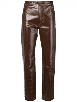Лакированные брюки AMI Paris. Цвет: коричневый