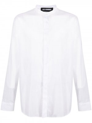 Полупрозрачная рубашка с воротником-стойкой Les Hommes. Цвет: белый