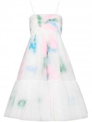 Многослойное платье миди с принтом Susan Fang. Цвет: белый
