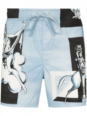 Спортивные шорты с принтом Majolica Dolce & Gabbana. Цвет: синий