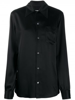 Атласная рубашка с длинными рукавами Maison Margiela. Цвет: черный