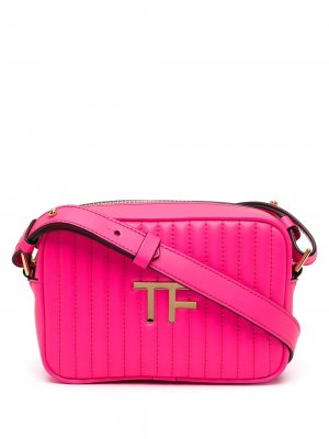 Стеганая сумка через плечо с аппликацией-логотипом TOM FORD. Цвет: розовый