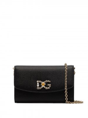 Мини-сумка на плечо с декорированным логотипом Dolce & Gabbana. Цвет: черный