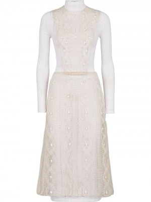 Многослойное платье миди Fendi. Цвет: белый