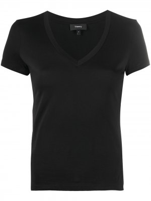 V-neck cotton T-shirt Theory. Цвет: черный