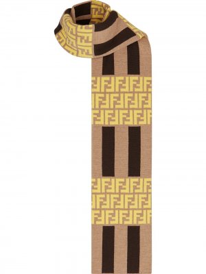 Шарф вязки интарсия с логотипом Fendi. Цвет: коричневый