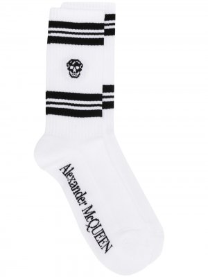 Трикотажные носки с принтом Skull Alexander McQueen. Цвет: белый