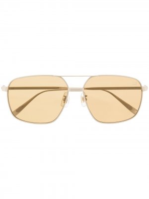 Солнцезащитные очки-авиаторы с двойным мостом Dunhill. Цвет: золотистый