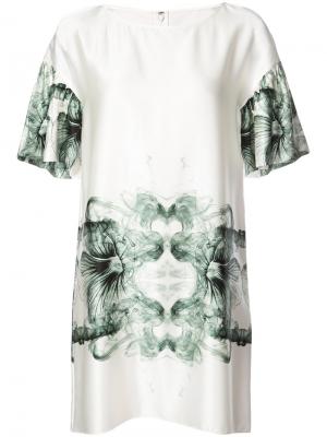 Платье с абстрактным принтом Thomas Wylde. Цвет: белый