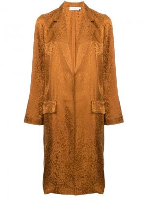 Однобортное пальто с анималистическим принтом A.L.C.. Цвет: коричневый