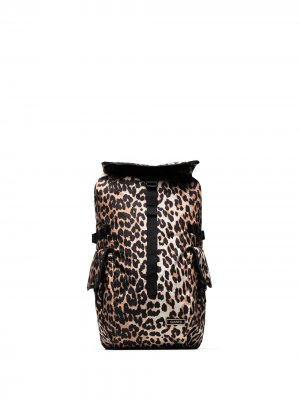 Рюкзак с леопардовым принтом GANNI. Цвет: черный