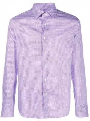 Рубашка узкого кроя с геометричным принтом Canali. Цвет: розовый