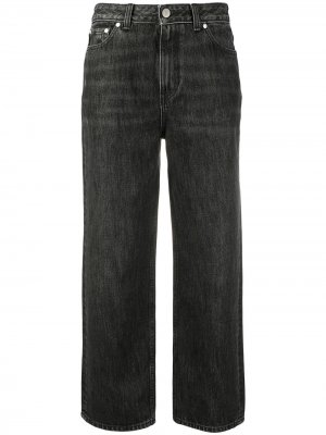 Широкие джинсы с эффектом потертости и завышенной талией GANNI. Цвет: черный