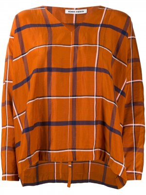 Блузка в клетку с V-образным вырезом HENRIK VIBSKOV. Цвет: оранжевый