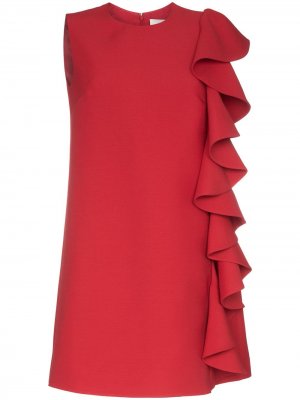 Короткое платье-трапеция с оборками Valentino. Цвет: красный