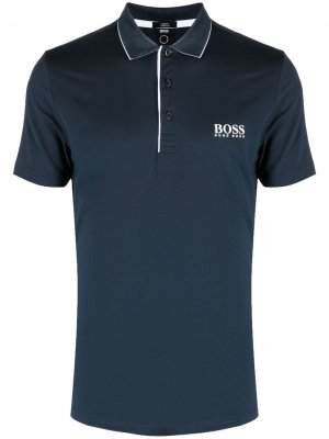 Рубашка поло с логотипом BOSS. Цвет: синий