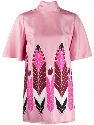 Блузка с короткими рукавами и принтом Valentino. Цвет: розовый