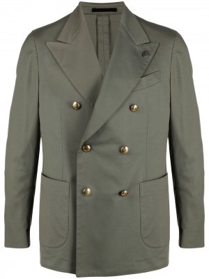 Двубортный пиджак с золотистыми пуговицами Gabriele Pasini. Цвет: зеленый
