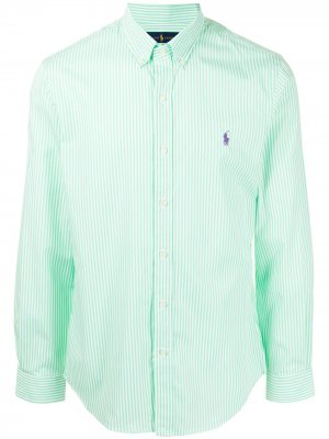 Полосатая рубашка с вышитым логотипом Polo Ralph Lauren. Цвет: зеленый