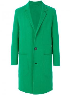 Двубортное пальто AMI Paris. Цвет: зеленый